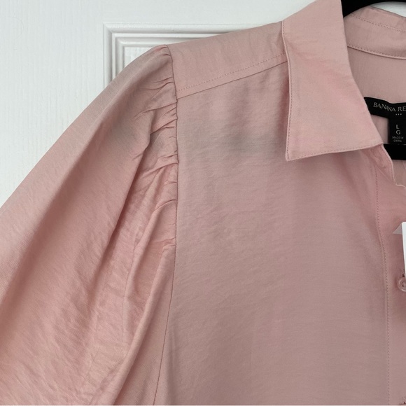BANANA REPUBLIC | Crepe Balloon Sleeve Button Up Blouse - Size L - Picture 4 of 7